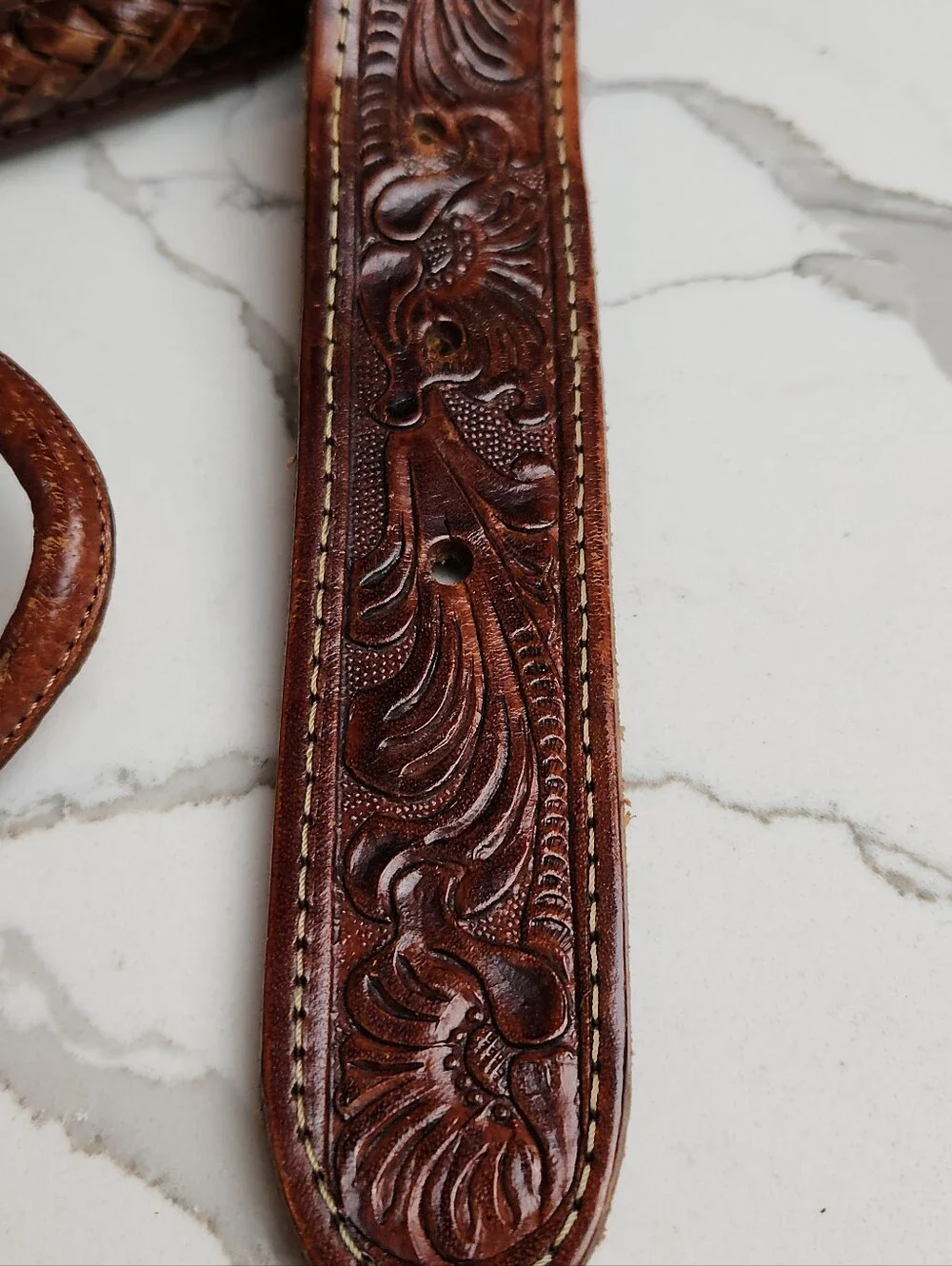 Cintos Imperial Size 42 Hand-Tooled Western Leather Belt – Made in Mexico